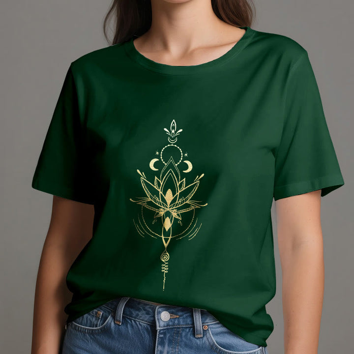 Olivenorma Moon Phase Lotus Protection Cotton T-Shirt - image 2