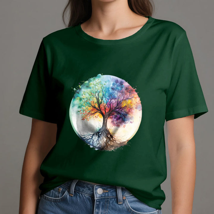 Olivenorma Rainbow Tree of Life Spiritual Cotton T-Shirt - image 21