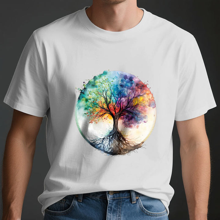 Olivenorma Rainbow Tree of Life Spiritual Cotton T-Shirt - image 4
