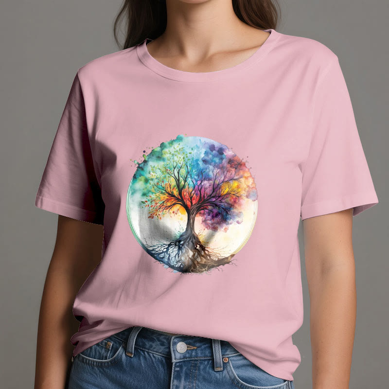 Olivenorma Rainbow Tree of Life Spiritual Cotton T-Shirt - image 15