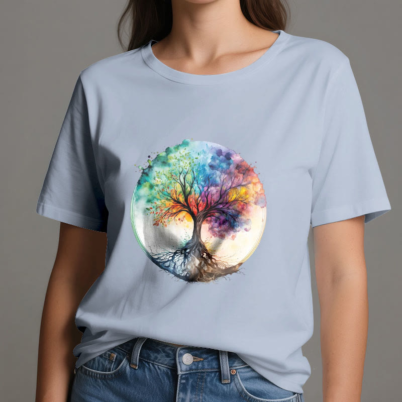 Olivenorma Rainbow Tree of Life Spiritual Cotton T-Shirt - image 13
