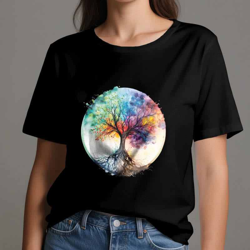 Olivenorma Rainbow Tree of Life Spiritual Cotton T-Shirt - image 7