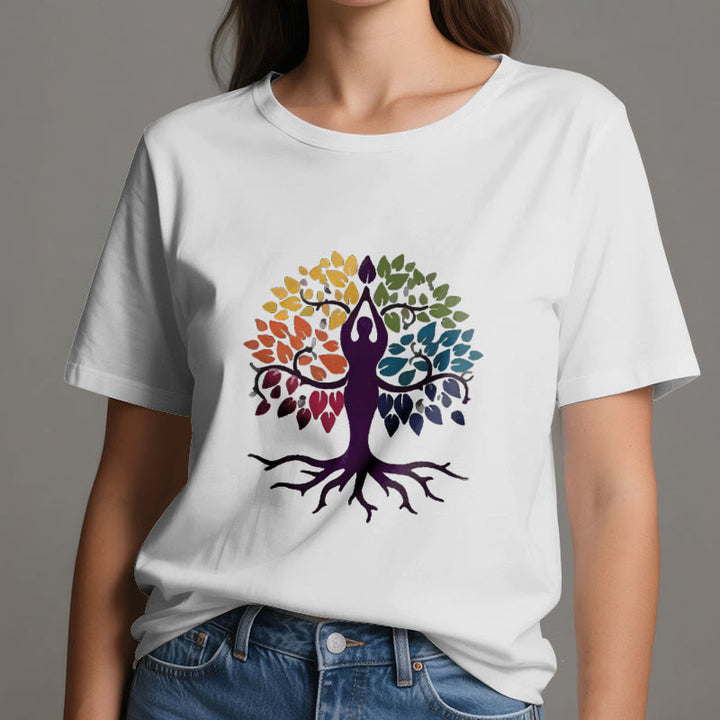 Olivenorma Yoga Tree Spiritual Cotton Tee T-Shirt - image 2