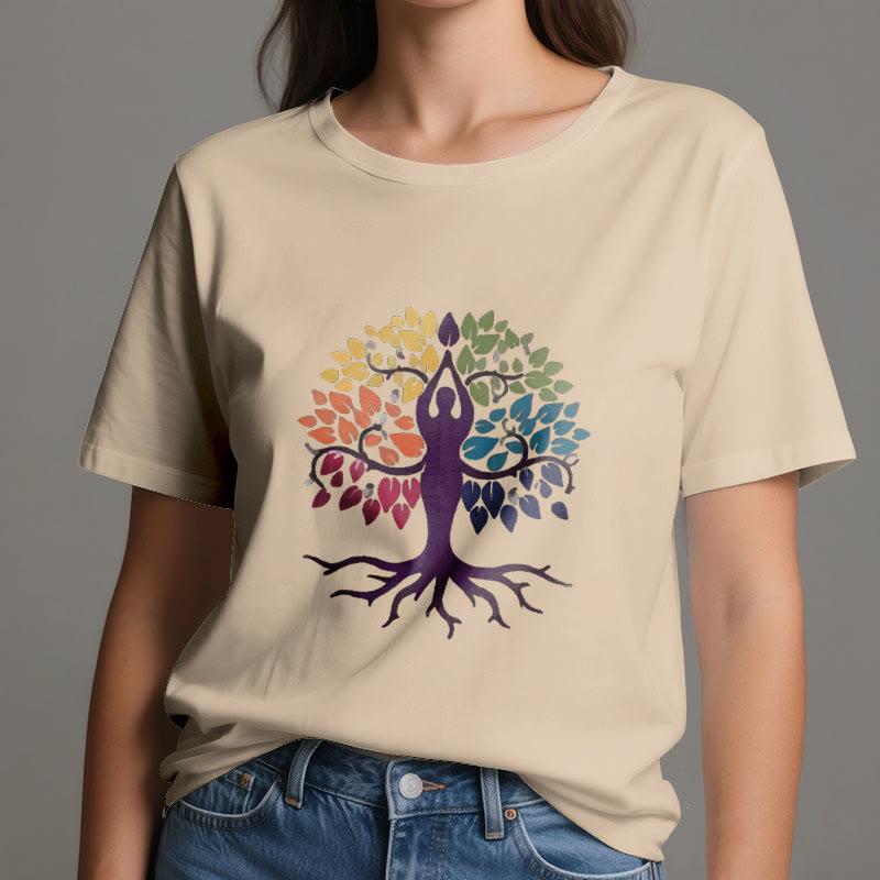 Olivenorma Yoga Tree Spiritual Cotton Tee T-Shirt - image 11