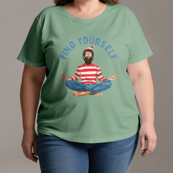 Olivenorma "FIND YOURSELF" Meditation Spiritual Cotton Tee T-Shirt - image 3