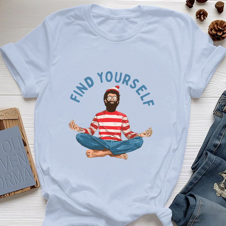 Olivenorma "FIND YOURSELF" Meditation Spiritual Cotton Tee T-Shirt - Blue - 2XL - image 14