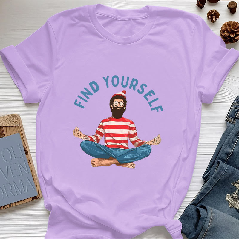 Olivenorma "FIND YOURSELF" Meditation Spiritual Cotton Tee T-Shirt - Purple - 2XL - image 18