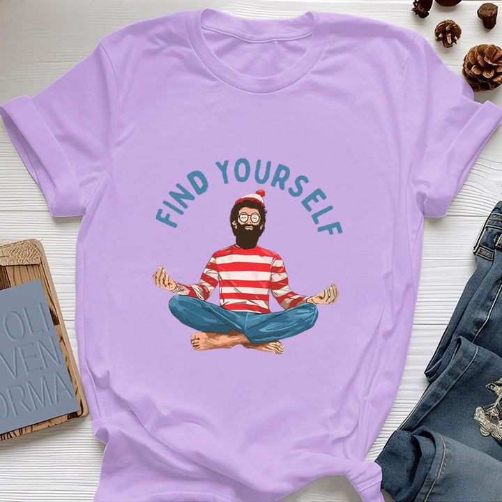 Olivenorma "FIND YOURSELF" Meditation Spiritual Cotton Tee T-Shirt - Purple - 2XL - image 18