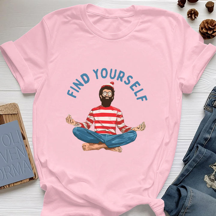 Olivenorma "FIND YOURSELF" Meditation Spiritual Cotton Tee T-Shirt - Pink - 2XL - image 16