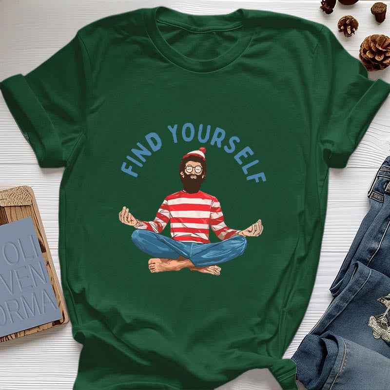 Olivenorma "FIND YOURSELF" Meditation Spiritual Cotton Tee T-Shirt - Dark Green - 2XL - image 20