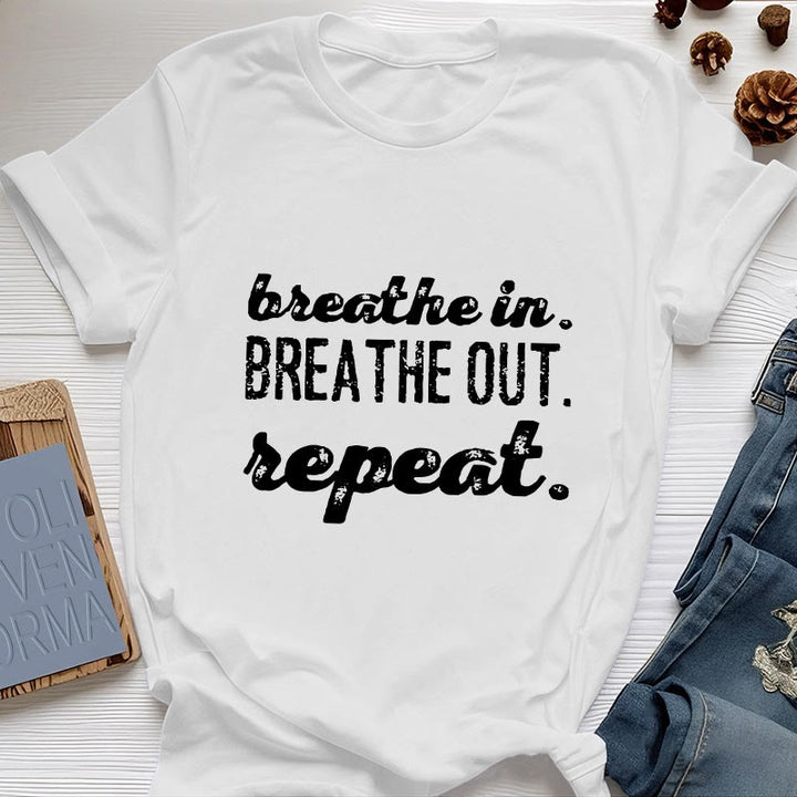 Olivenorma "BREATHE IN, BREATHE OUT" Meditation Spiritual Tee T-Shirt - White - 2XL - image 6
