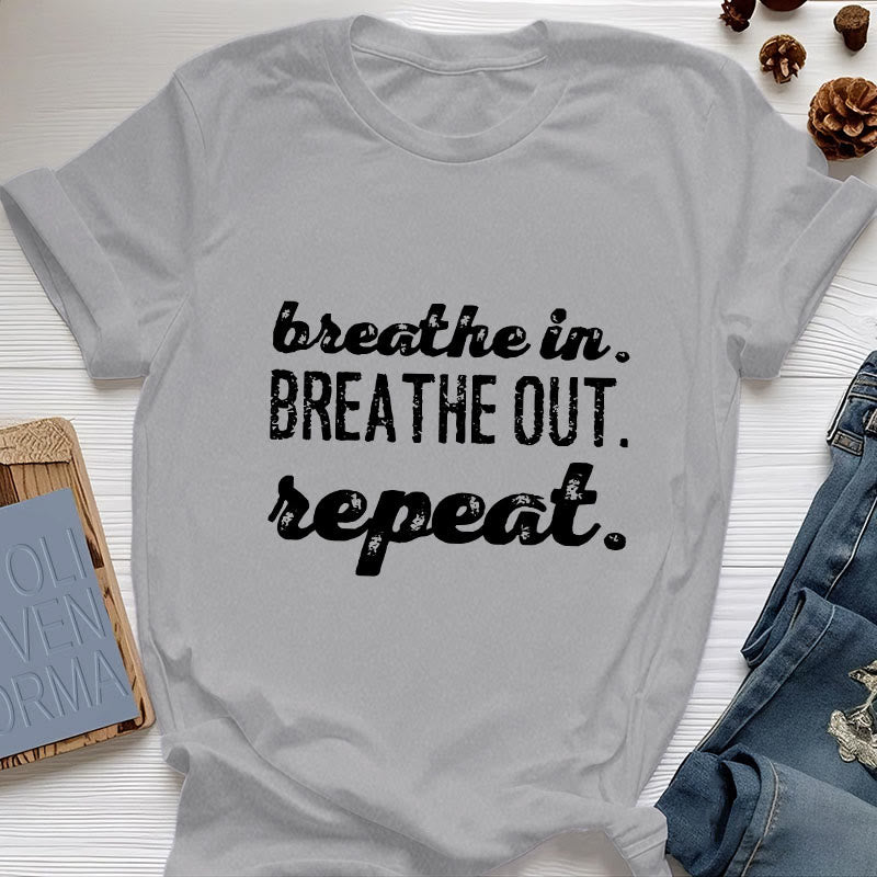 Olivenorma "BREATHE IN, BREATHE OUT" Meditation Spiritual Tee T-Shirt - Gray - 2XL - image 8