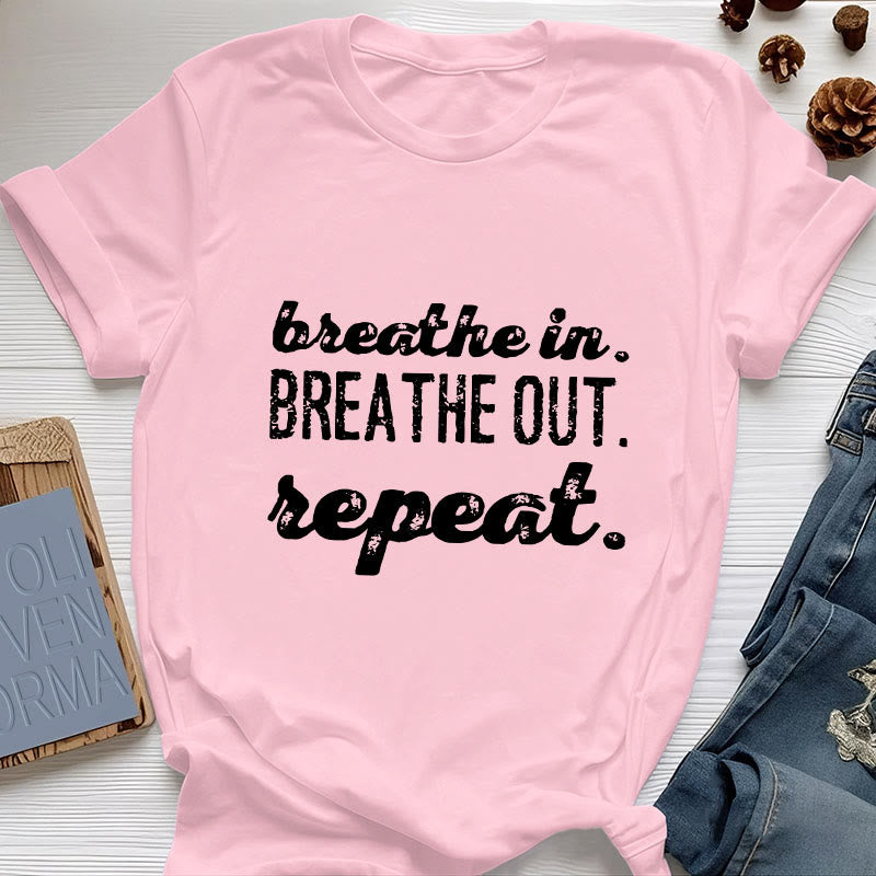 Olivenorma "BREATHE IN, BREATHE OUT" Meditation Spiritual Tee T-Shirt - Pink - 2XL - image 14