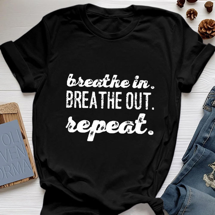 Olivenorma "BREATHE IN, BREATHE OUT" Meditation Spiritual Tee T-Shirt - Black - 2XL - image 1