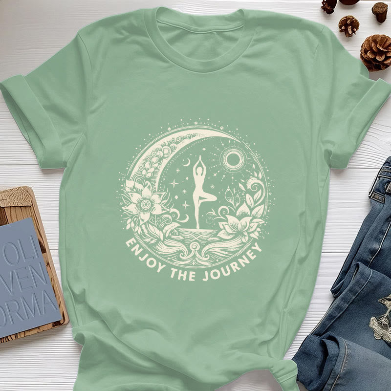 Olivenorma "ENJOY THE JOURNEY" Yoga Spiritual Tee T-Shirt - Light Green - 2XL - image 1