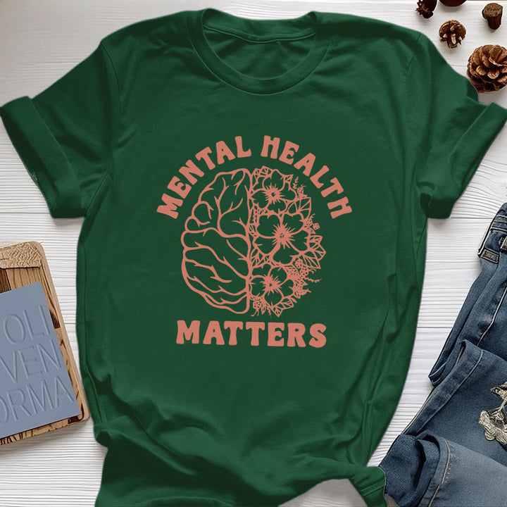 Olivenorma "MENTAL HEALTH MATTERS" Inspirational Cotton T-Shirt - Dark Green - 2XL - image 20