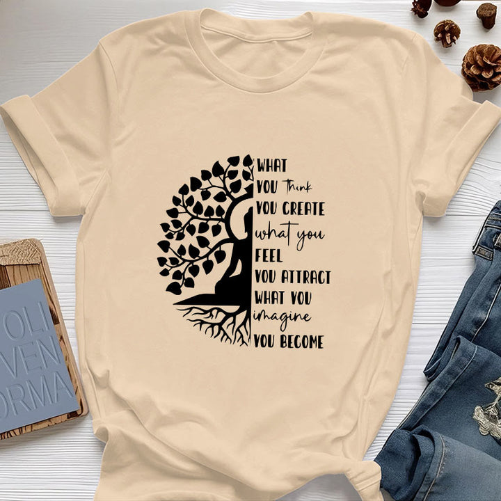 Olivenorma Tree of Life Yoga Meditation Cotton T-Shirt - Yellow - 2XL - image 12