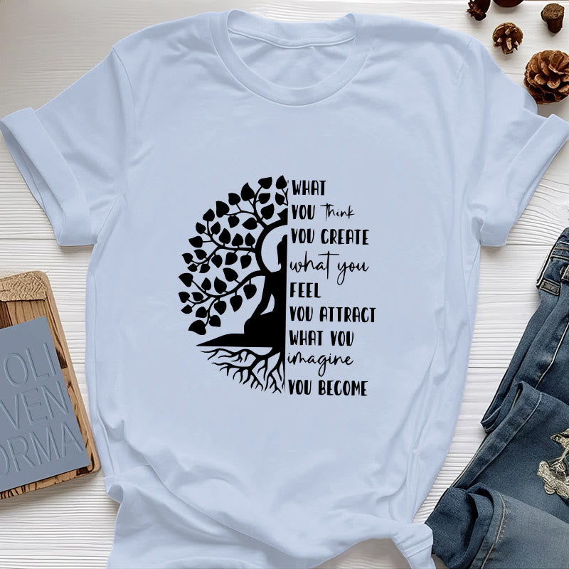 Olivenorma Tree of Life Yoga Meditation Cotton T-Shirt - Blue - 2XL - image 14