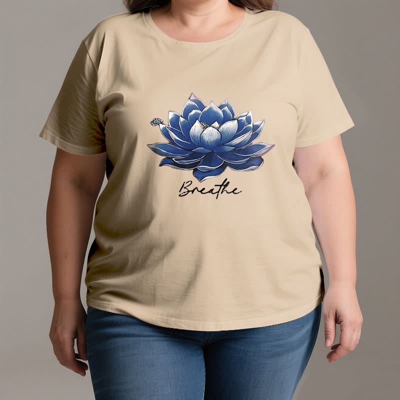 Olivenorma "BREATHE" Lotus Yoga Apparel Spiritual Tee T-Shirt - image 3