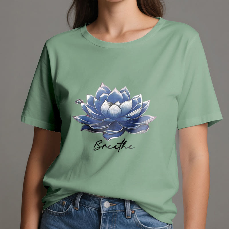 Olivenorma "BREATHE" Lotus Yoga Apparel Spiritual Tee T-Shirt - image 19