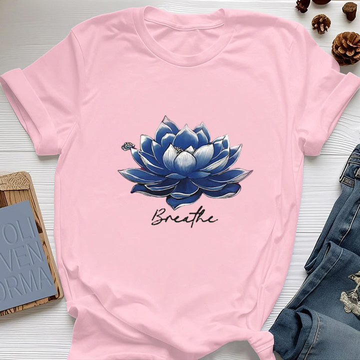 Olivenorma "BREATHE" Lotus Yoga Apparel Spiritual Tee T-Shirt - Pink - 2XL - image 14