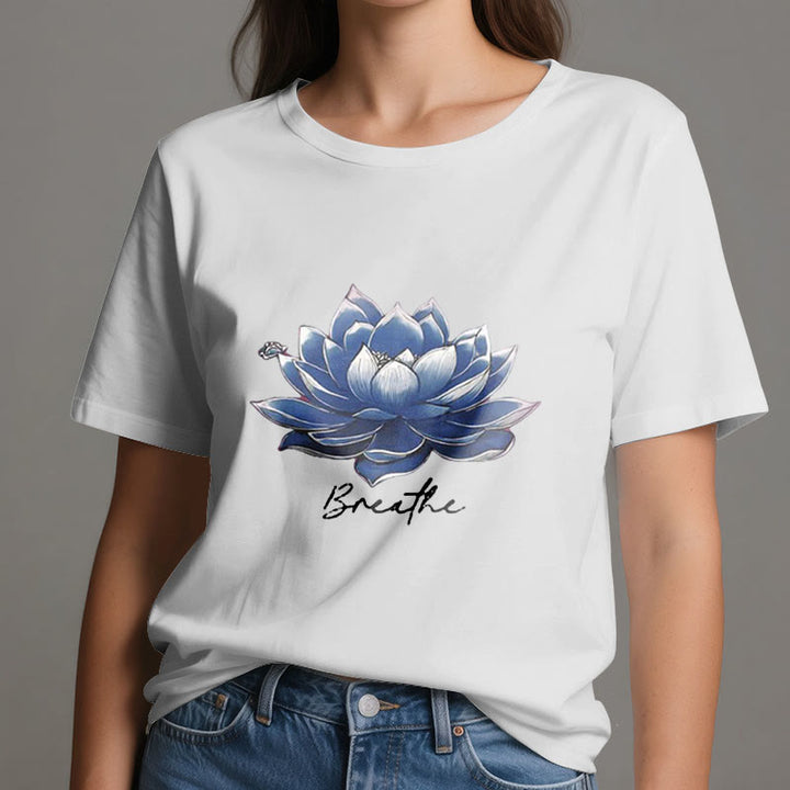 Olivenorma "BREATHE" Lotus Yoga Apparel Spiritual Tee T-Shirt - image 7