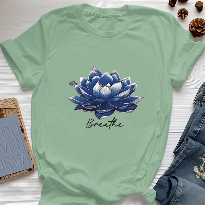 Olivenorma "BREATHE" Lotus Yoga Apparel Spiritual Tee T-Shirt - Light Green - 2XL - image 18