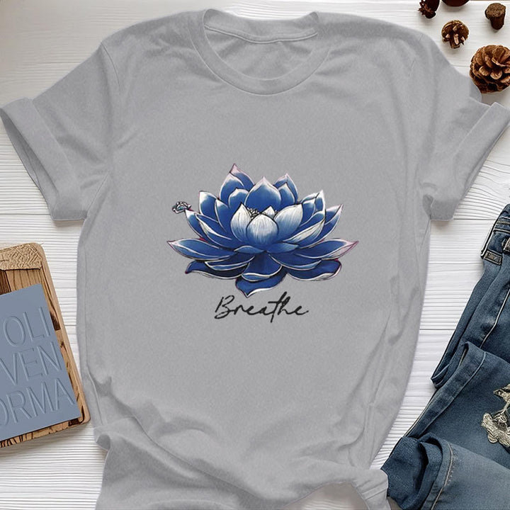 Olivenorma "BREATHE" Lotus Yoga Apparel Spiritual Tee T-Shirt - Gray - 2XL - image 10