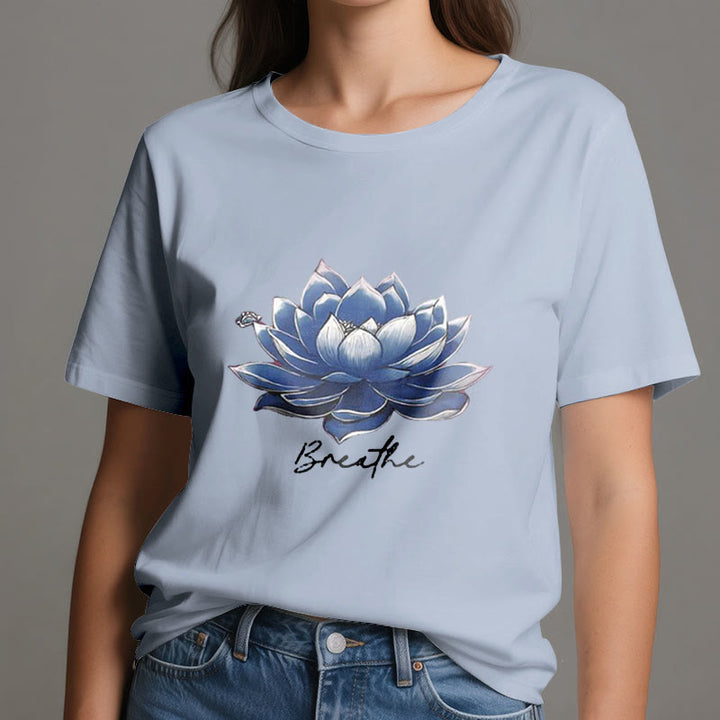 Olivenorma "BREATHE" Lotus Yoga Apparel Spiritual Tee T-Shirt - image 13