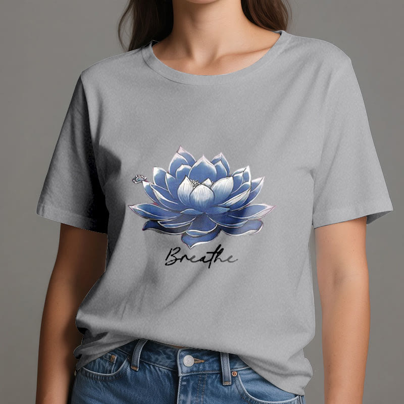 Olivenorma "BREATHE" Lotus Yoga Apparel Spiritual Tee T-Shirt - image 11