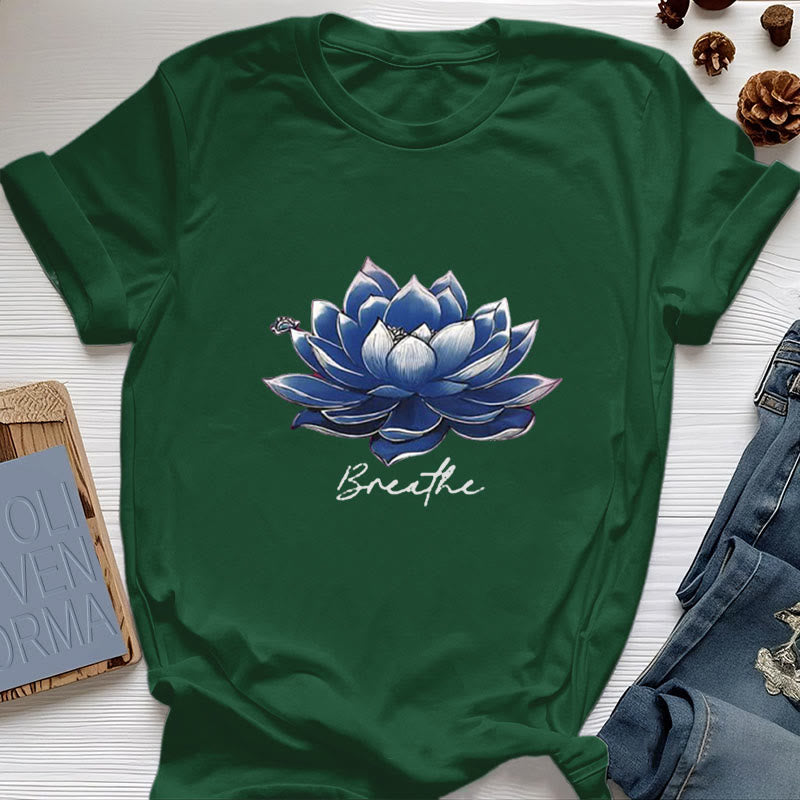 Olivenorma "BREATHE" Lotus Yoga Apparel Spiritual Tee T-Shirt - Dark Green - 2XL - image 20