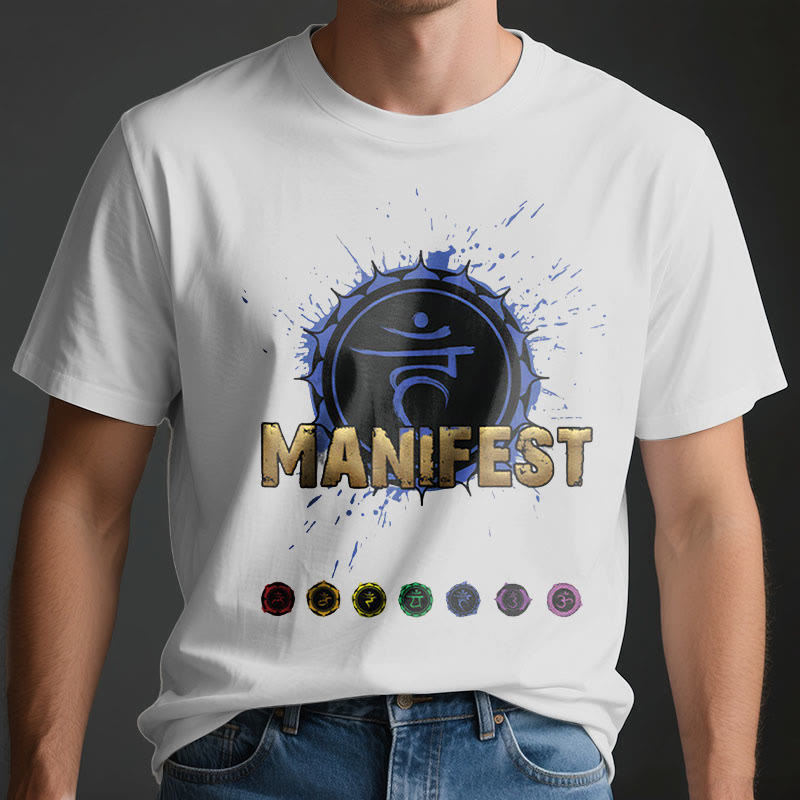 Olivenorma Unisex "MANIFEST" Throat Chakra Short Sleeve T-Shirt