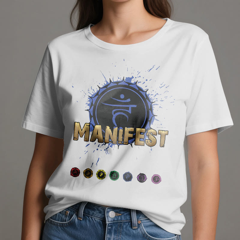 Olivenorma Unisex "MANIFEST" Throat Chakra Short Sleeve T-Shirt