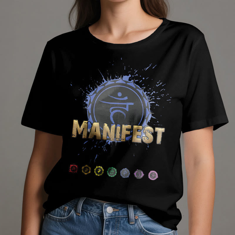 Olivenorma Unisex "MANIFEST" Throat Chakra Short Sleeve T-Shirt
