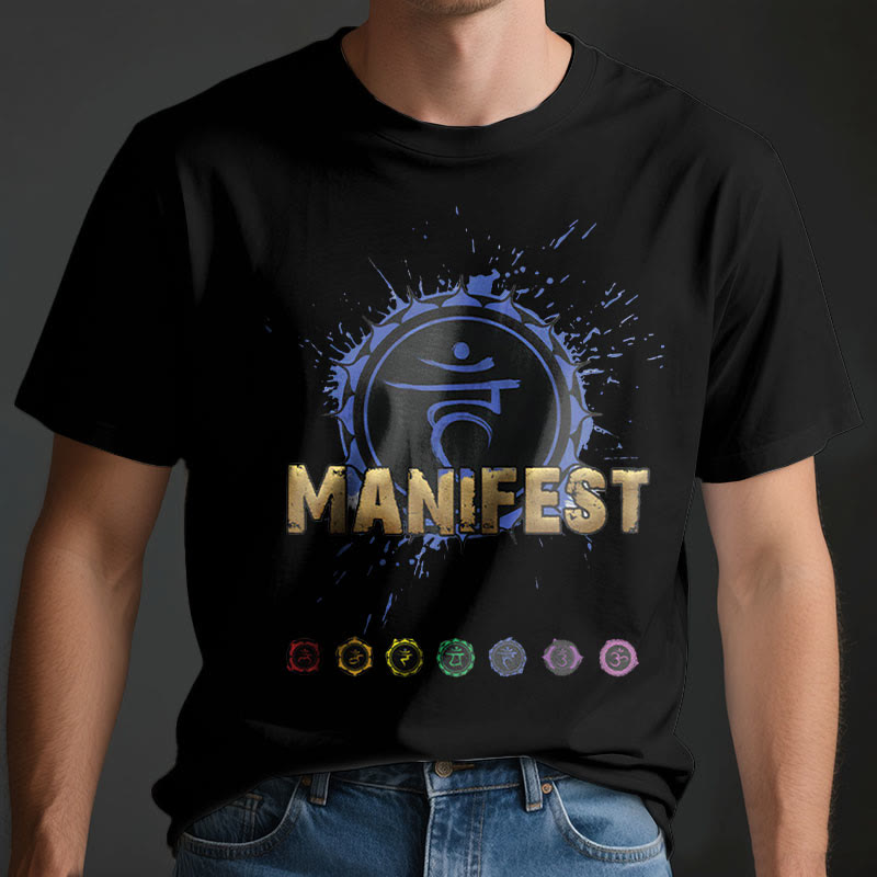Olivenorma Unisex "MANIFEST" Throat Chakra Short Sleeve T-Shirt