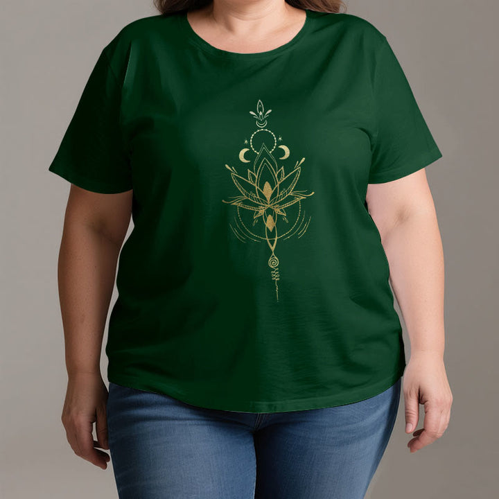Olivenorma Moon Phase Lotus Protection Cotton T-Shirt - image 3
