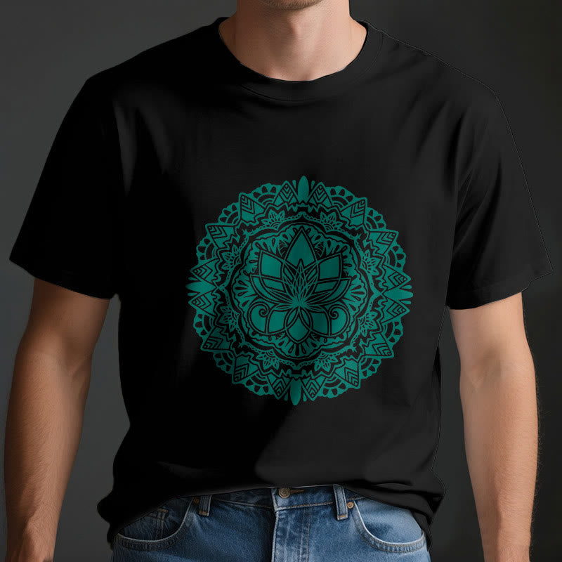 Olivenorma Green Lotus Print T-Shirt
