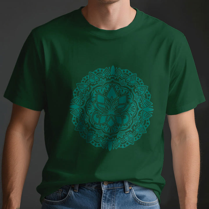 Olivenorma Green Lotus Print T-Shirt