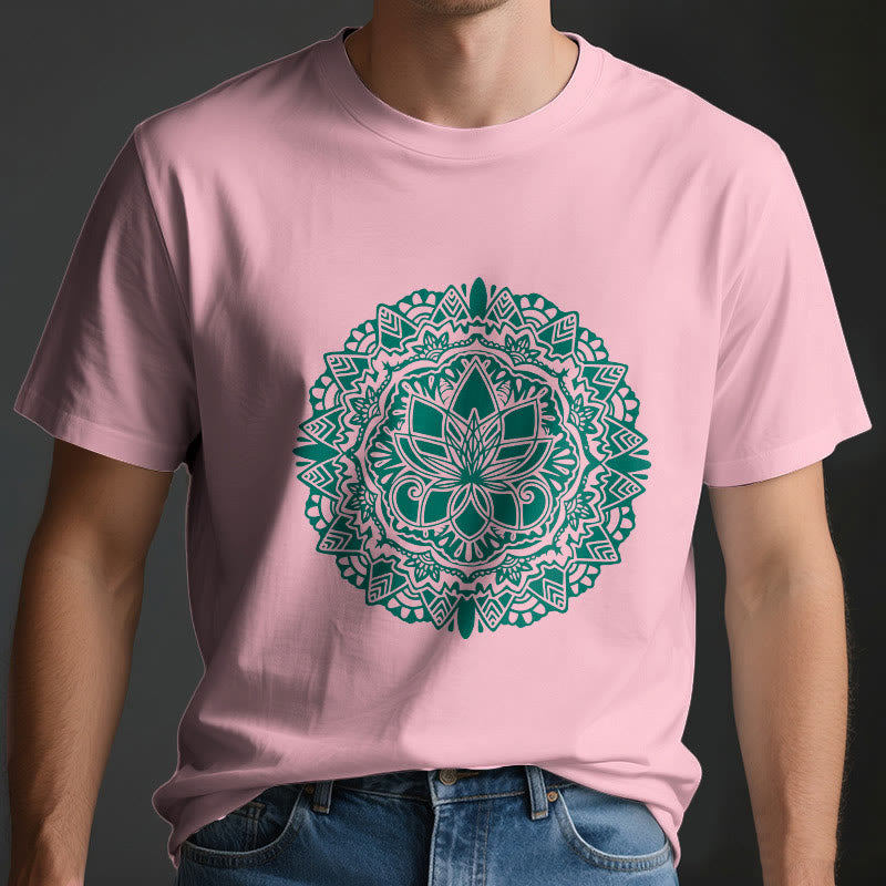 Olivenorma Green Lotus Print T-Shirt