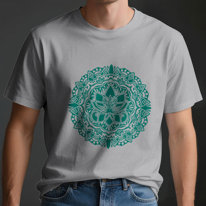 Olivenorma Green Lotus Print T-Shirt