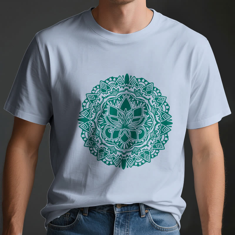 Olivenorma Green Lotus Print T-Shirt