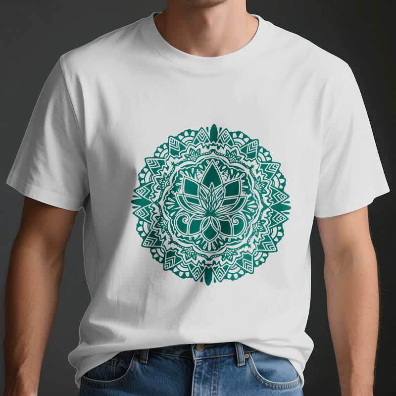 Olivenorma Green Lotus Print T-Shirt
