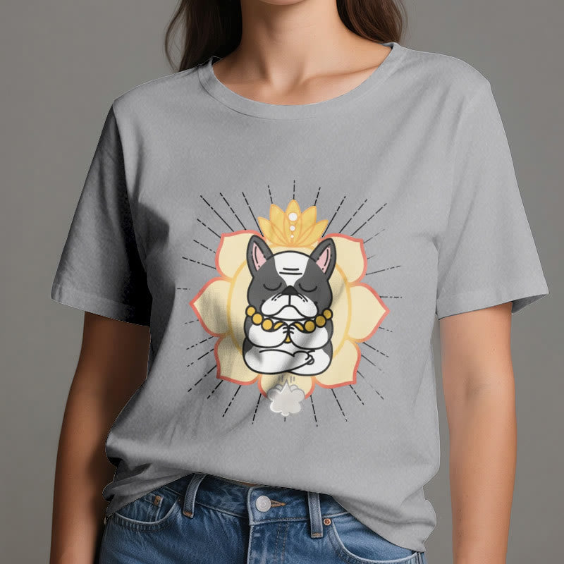 Olivenorma Yoga Meditation French Bulldog Print T-Shirt