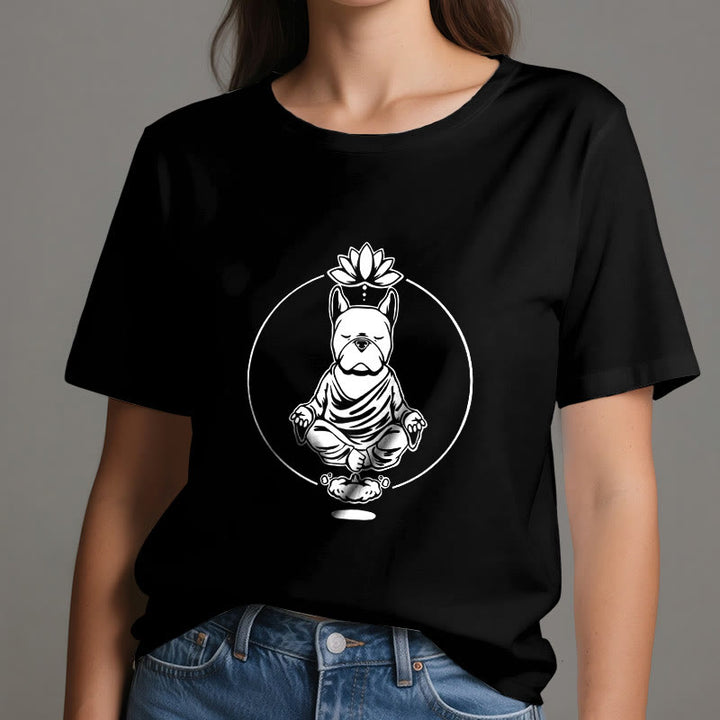 Olivenorma Zen Meditation French Bulldog Lotus T-Shirt