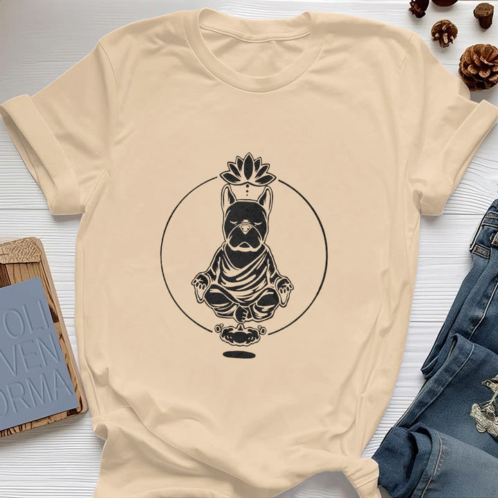 Olivenorma Zen Meditation French Bulldog Lotus T-Shirt