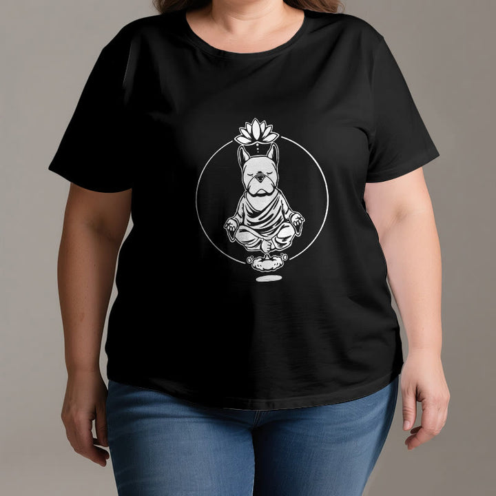 Olivenorma Zen Meditation French Bulldog Lotus T-Shirt