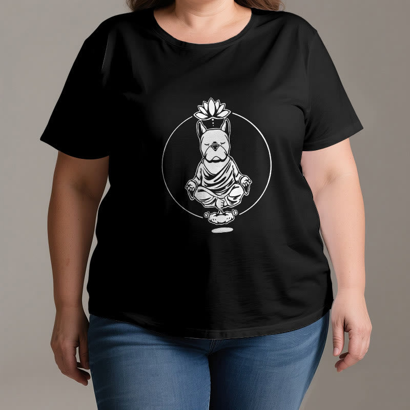 Olivenorma Zen Meditation French Bulldog Lotus T-Shirt