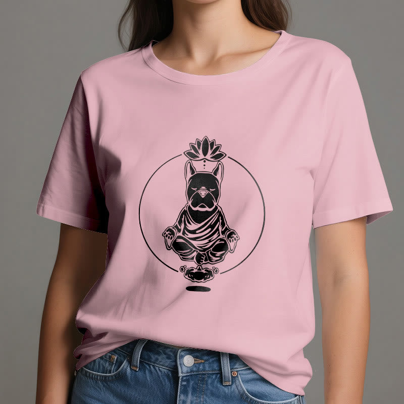 Olivenorma Zen Meditation French Bulldog Lotus T-Shirt