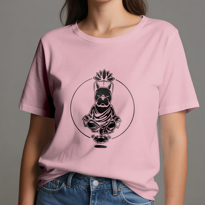 Olivenorma Zen Meditation French Bulldog Lotus T-Shirt