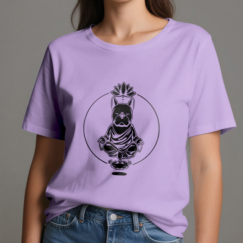 Olivenorma Zen Meditation French Bulldog Lotus T-Shirt
